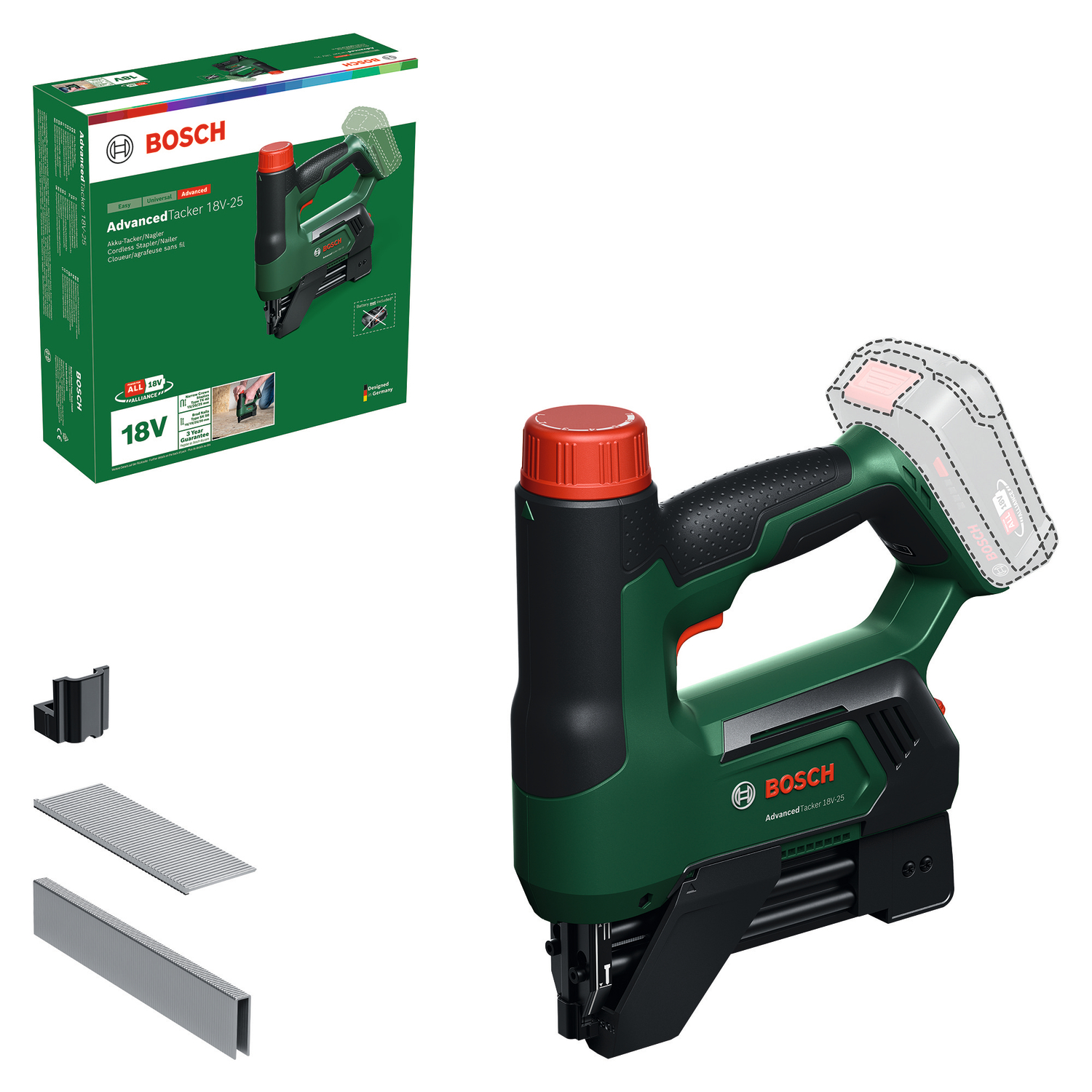 Akuklambrilööja Bosch Green AdvancedTacker 18V-25, SOLO