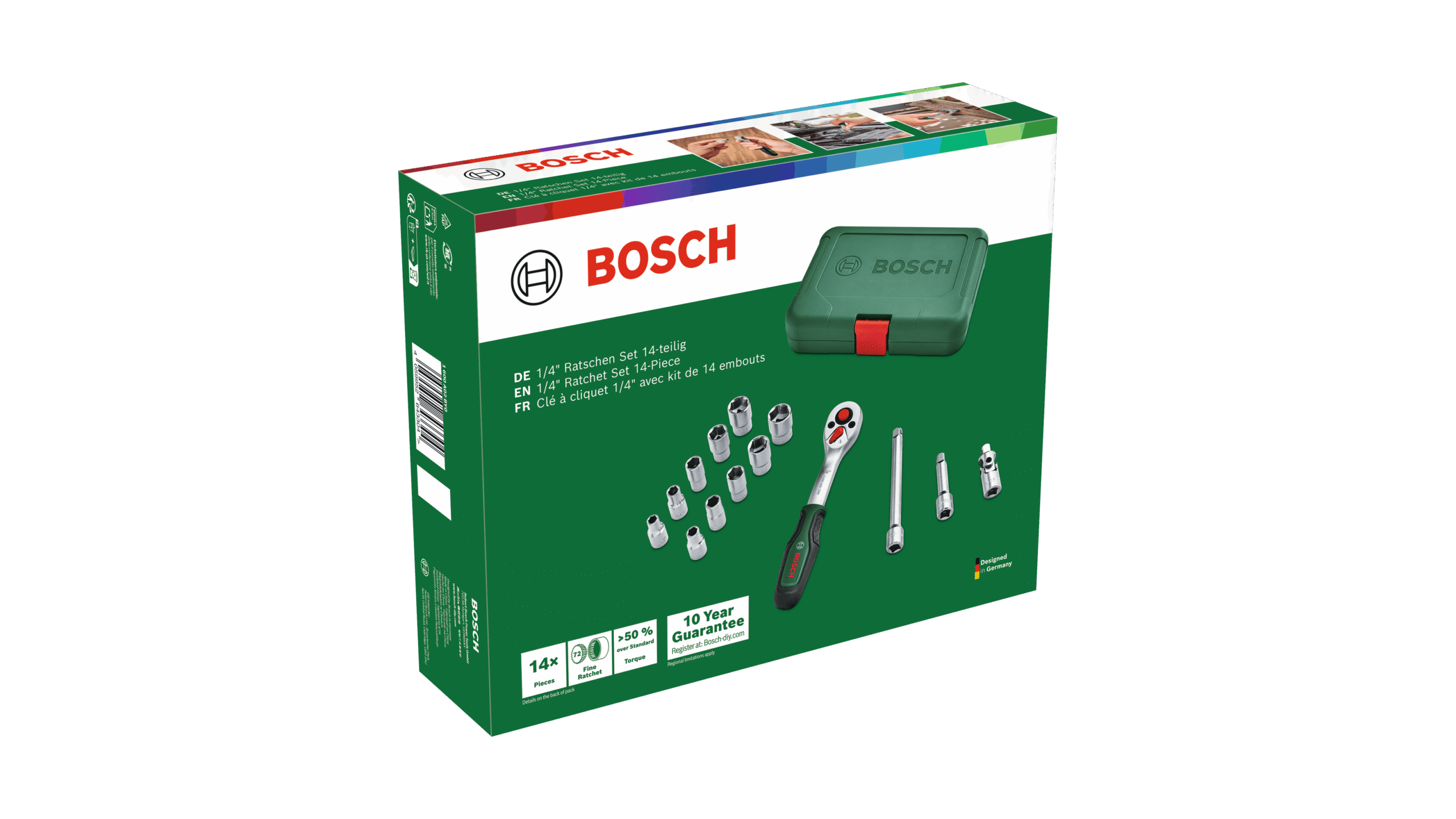 Padrunvõtmete komplekt Bosch Green 1/4", 14-osaline - Pilt 2