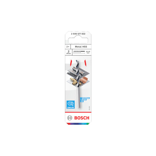 Metallipuur Bosch ø2 mm 24/49 mm, 2 tk