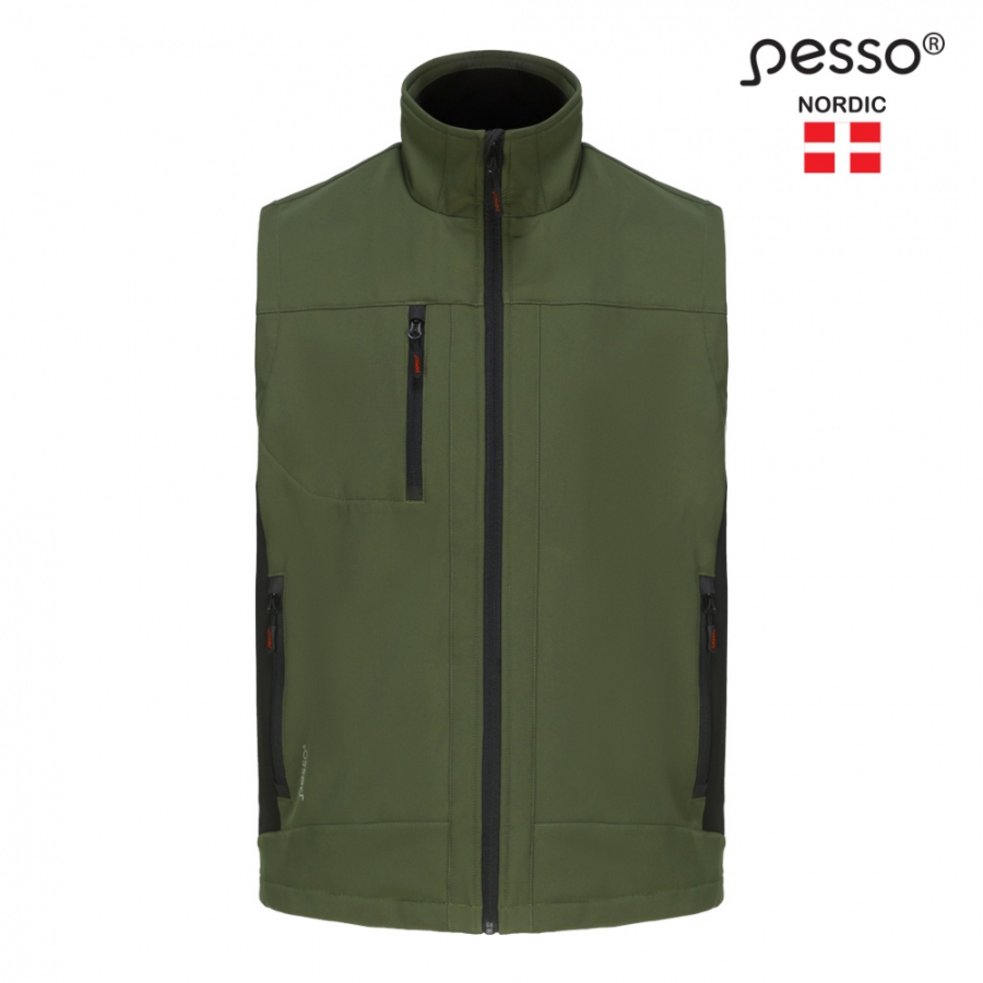 Pesso softshell vest oliiviroheline